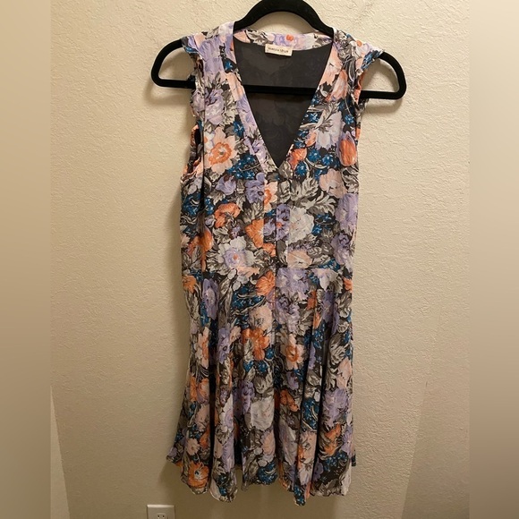 Rebecca Taylor Penelope V-Neck Silk Floral Multicolor Dress - Picture 3 of 11